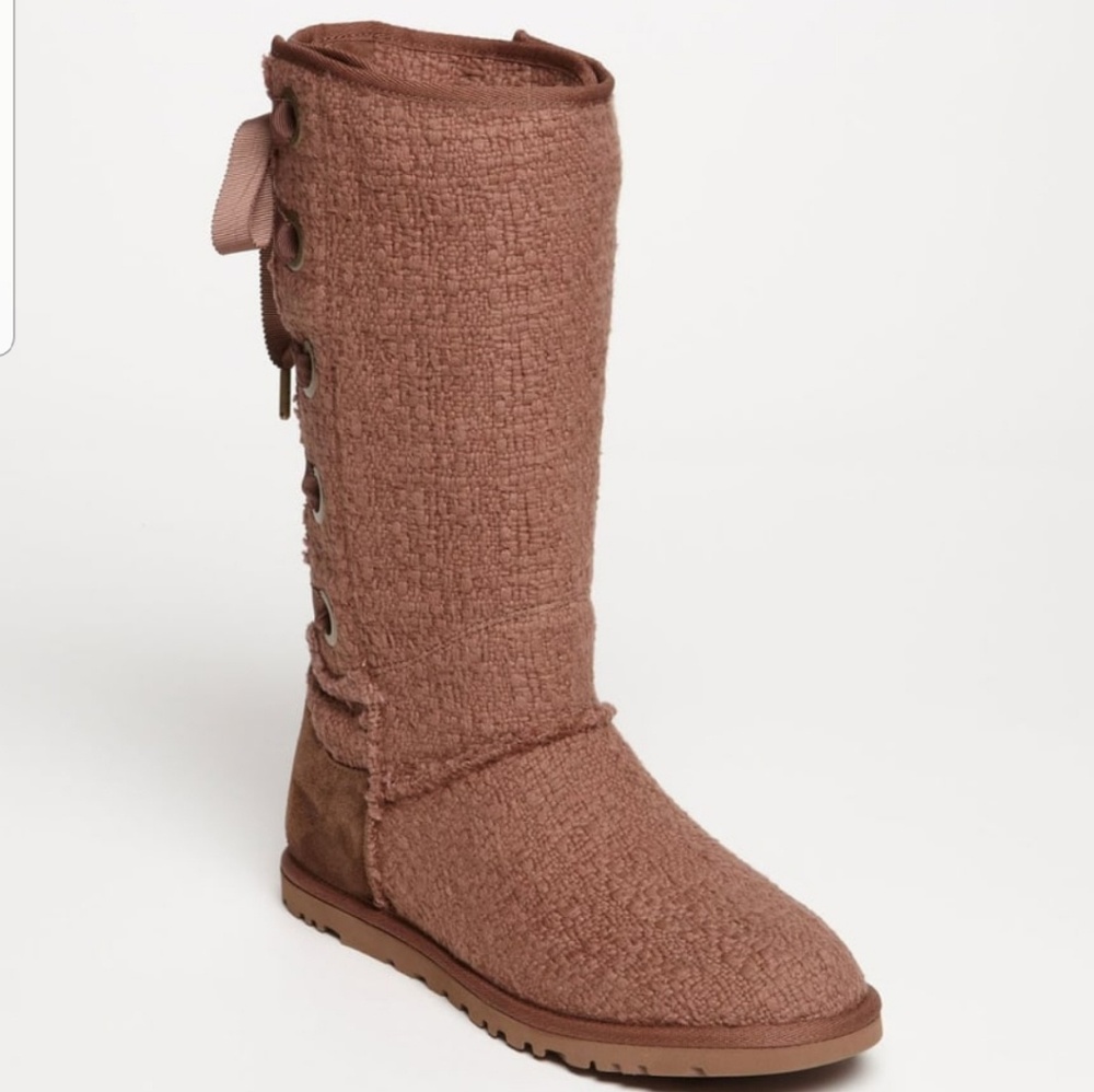 Ugg Heirloom Lace Up Tall Boots/ Brownstone sz 8